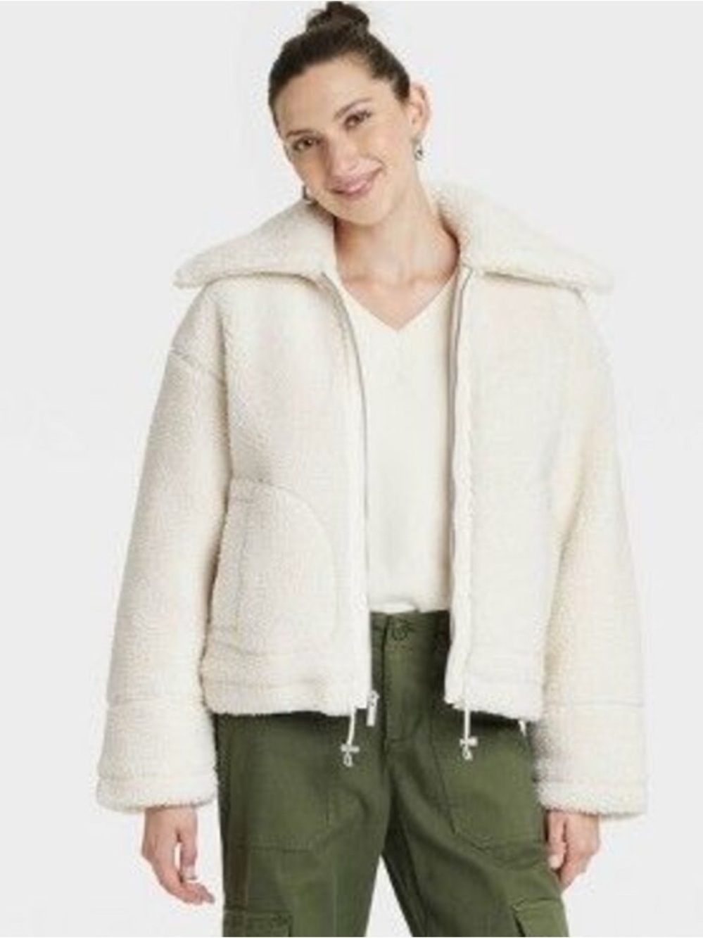 Universal Thread Cream Sherpa Zip Jacket